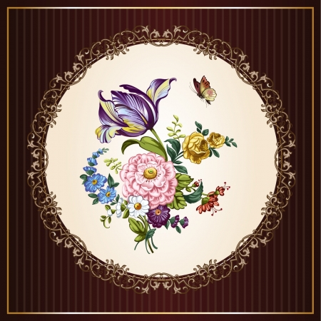 Vintage postcard with beautiful flowersのイラスト素材