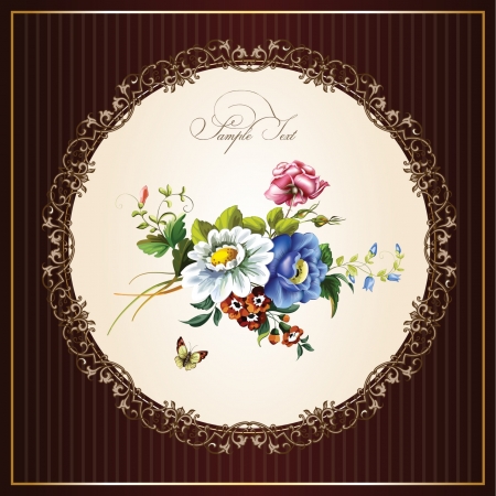 Vintage postcard with beautiful flowersのイラスト素材