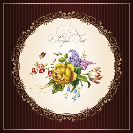 Vintage postcard with beautiful flowersのイラスト素材
