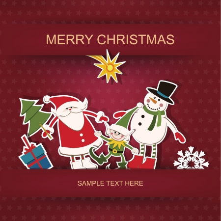 Christmas and New Year  Postcard and applique  のイラスト素材