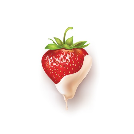 beautiful strawberries in white chocolate illustration of a realisticのイラスト素材