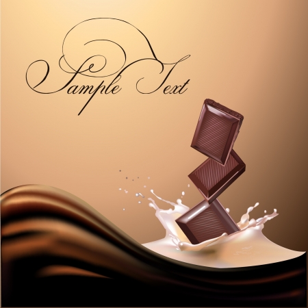 chocolate and milk realistic illustration のイラスト素材