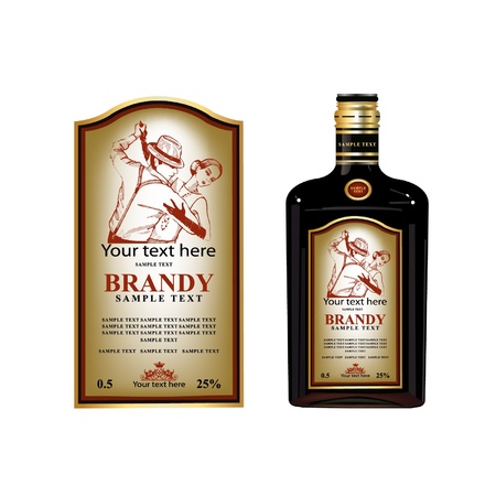 wine bottle label  realistic  illustrationのイラスト素材