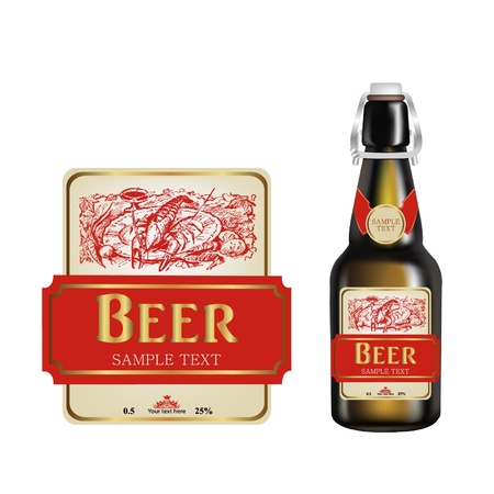 beer bottle label  realistic  illustrationのイラスト素材