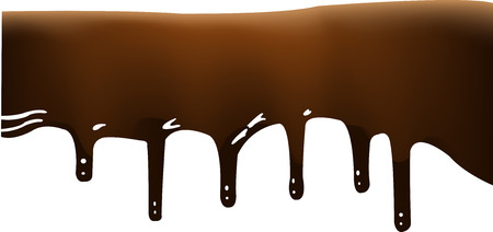 Chocolate.Beautiful chocolate flows down drops. Vector illustrationのイラスト素材