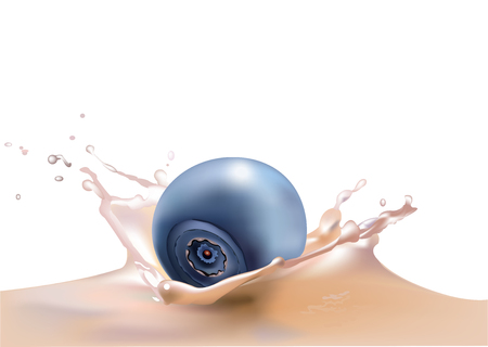 Beautiful blueberries and milk.のイラスト素材