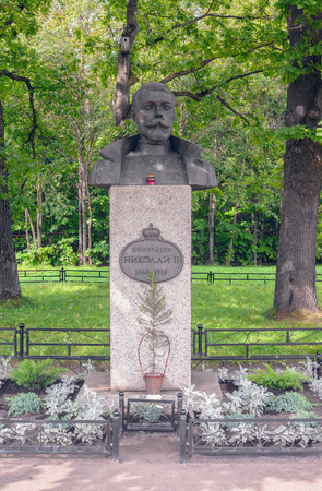 SAINT-PETERSBURG, RUSSIA - AUGUST 19, 2017: The monument to the last Russian Tsar Nicholas II was erected on July 17, 1993, on the 75th anniversary of the murder of the entire royal family.のeditorial素材