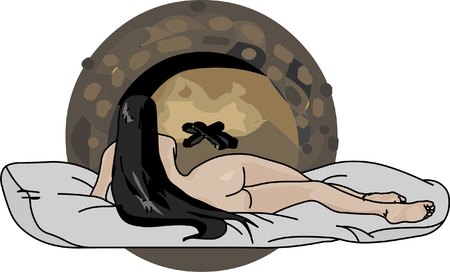 girl beside fireのイラスト素材