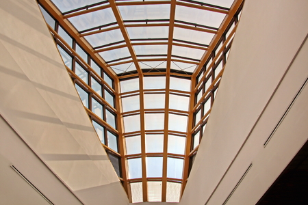 Transparent large windows in the buildingの写真素材