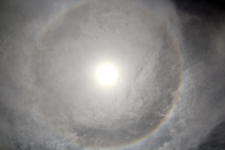 The halo is a circle around the sun.の写真素材