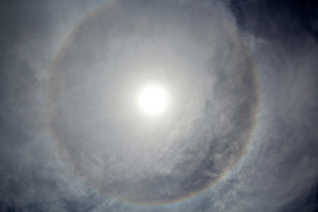 The halo is a circle around the sun.の写真素材