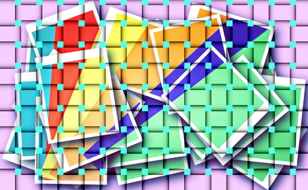 Geometrical lines, corners, circles, colored and black-and-white drawings, patterns, pictures for illustrations and background.の写真素材