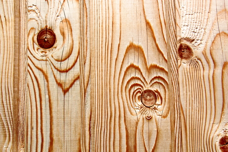 Wooden boards close-up with a view of the structure of the tree and knotsの写真素材