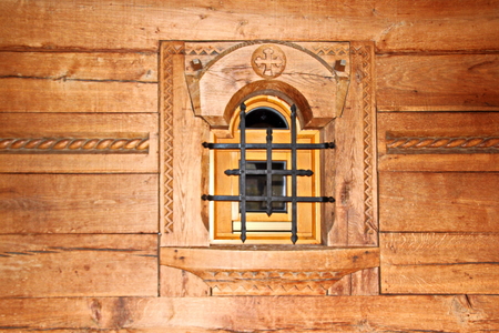 Wooden boards, slats, grilles and other elements used for decorating the house.の写真素材