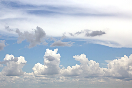 Ship structures, masts, antennas, funnel, ship wheelhouse against the blue sky and clouds.の写真素材
