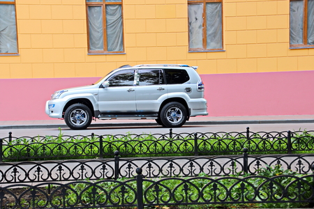 Cars and their various parts on the streets of Odessa, Ukraine.の写真素材