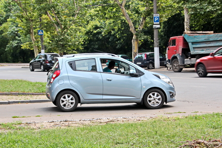 Cars and their various parts on the streets of Odessa, Ukraine.の写真素材