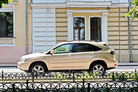 Cars and their various parts on the streets of Odessa, Ukraine.の写真素材