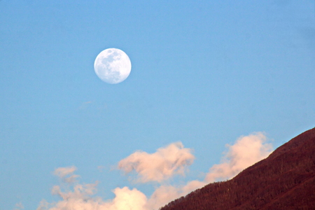 Full moon over the seaの写真素材