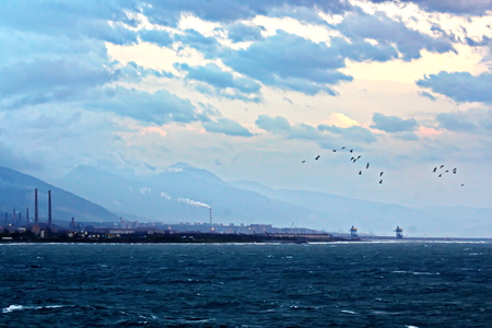 Seascape and coastline of Iskenderun, Turkey.の写真素材