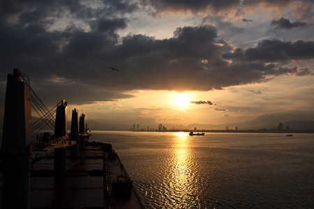 Views of the coast and cities of Turkey inthe sunset.の写真素材