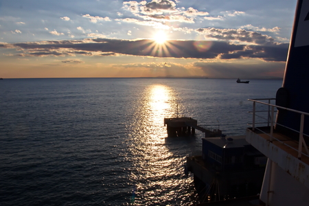 Views of the coast and cities of Turkey inthe sunset.の写真素材