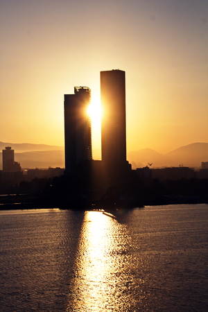 Views of the coast and cities of Turkey inthe sunset.の写真素材