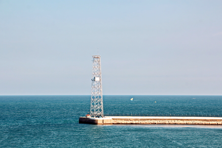 Landscape of the coastline and waters of the port of Tuticorin, India.の写真素材