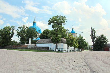 Landscape views of nature, fields, villages, Ukraine. View from the car window when driving.の写真素材