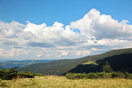Landscape view of the Carpathian Mountains, Ukraine.の写真素材