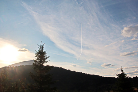 Landscape view of the Carpathian Mountains, Ukraine.の写真素材