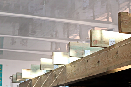 Elements of modern architecture of glass, steel and concrete. View of buildings from inside and outside.の写真素材