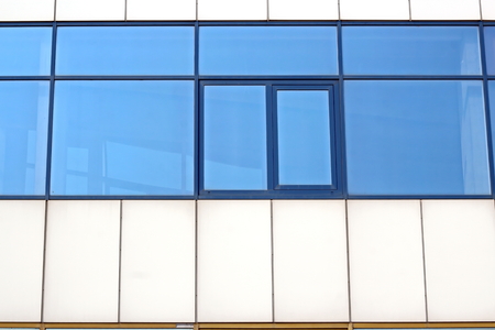 Elements of modern architecture of glass, steel and concrete. View of buildings from inside and outside.の写真素材