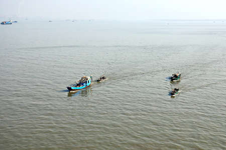 The movement of river and sea transport along the Yangtze River. Jiangyin. Chinaの写真素材