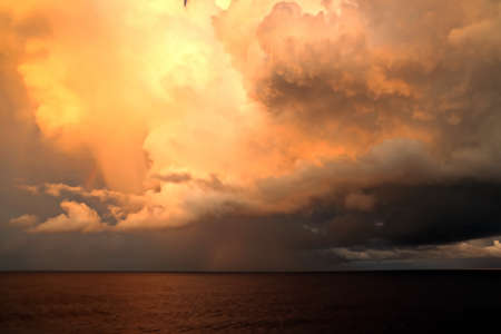 View of the sunset from the ship underway and in the port. Colorful views of the surface of the...