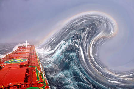 Beautiful rainbow during the heavy storm in the Pacific Ocean January 2020