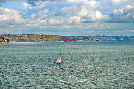Tacoma City, USA. October, 31.2019. Various panoramic views of the city and the coastline in the daytime and evening.のeditorial素材