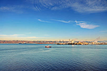 Tacoma City, USA. October, 31.2019. Various panoramic views of the city and the coastline in the daytime and evening.のeditorial素材