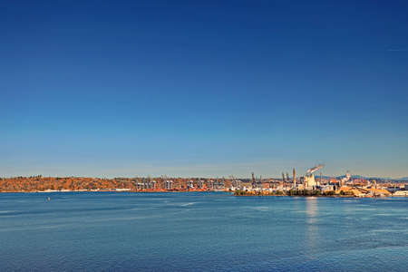Tacoma City, WA, USA. October, 31.2019. Various panoramic views of the city and the coastline in the daytime and evening.のeditorial素材