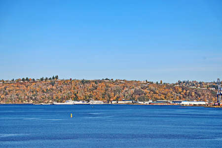 Tacoma City, WA, USA. October, 31.2019. Various panoramic views of the city and the coastline in the daytime and evening.のeditorial素材