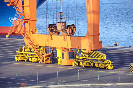 Cargo terminal for transshipment of grain, containers and other cargoes. Jeddah Port, Saudi Arabia....