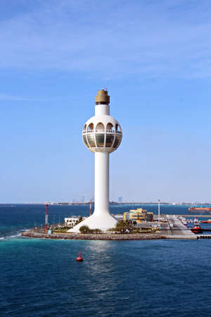 Lighthouse as a symbol of the port of Jeddah, Saudi Arabia. December, 2018の写真素材