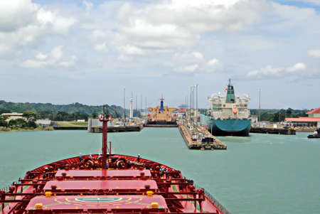 Panama Canal. Panama. September, 11,2011. Transit of the Panama Canal by large sea vessels.のeditorial素材