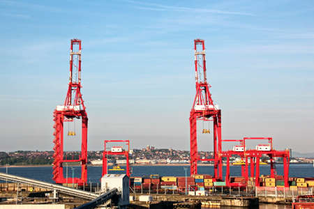 Liverpool port. Port of Liverpool, England, May, 12,2019. Cargo terminal for unloading bulk cargo...
