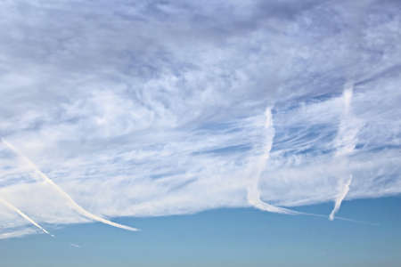 Various kinds of colorful blue sky, white clouds and open spaces of the world ocean. Seascapes.