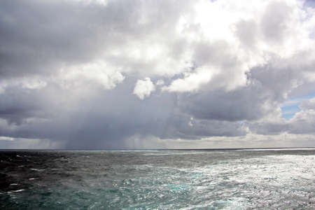 Various kinds of colorful blue sky, white clouds and open spaces of the world ocean. Seascapes.