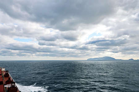 Various kinds of colorful blue sky, white clouds and open spaces of the world ocean. Seascapes. View...