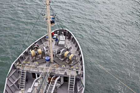 Port of Taichung. Taiwan, September, 24, 2020. Bunkering operations at the port. Bunker barge alongside of vessel and underway.のeditorial素材