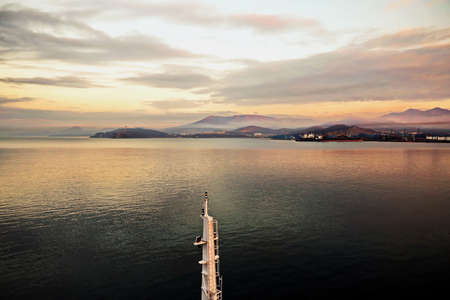 Various panoramic views of the piers, terminal and coastline of the Port of Vostocnyy, Russia.の写真素材