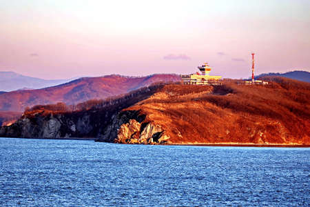 Various panoramic views of the piers, terminal and coastline of the Port of Vostocnyy, Russia.の写真素材